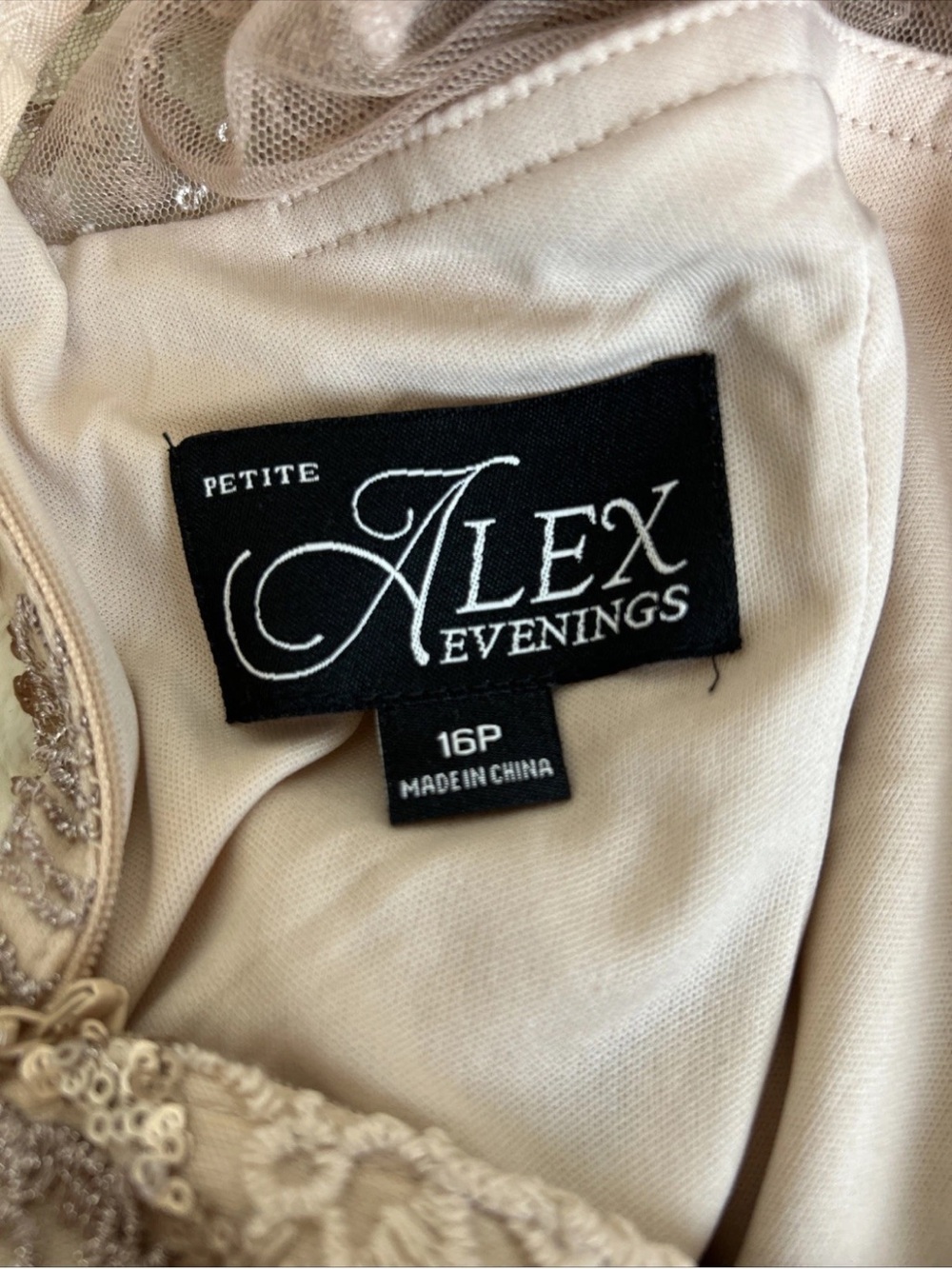 Alex Evenings Dusty Rose Lace & Sequin Cap-Sleeve Evening Gown - Picture 8 of 8